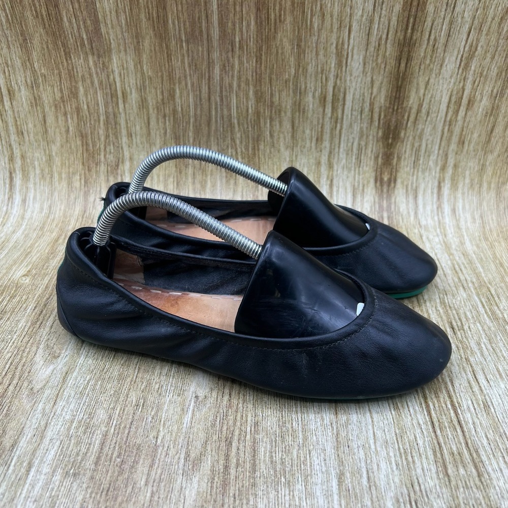 Tieks Ballet Flats Women's Size 7 Black Leather Foldable Classic Matte Black